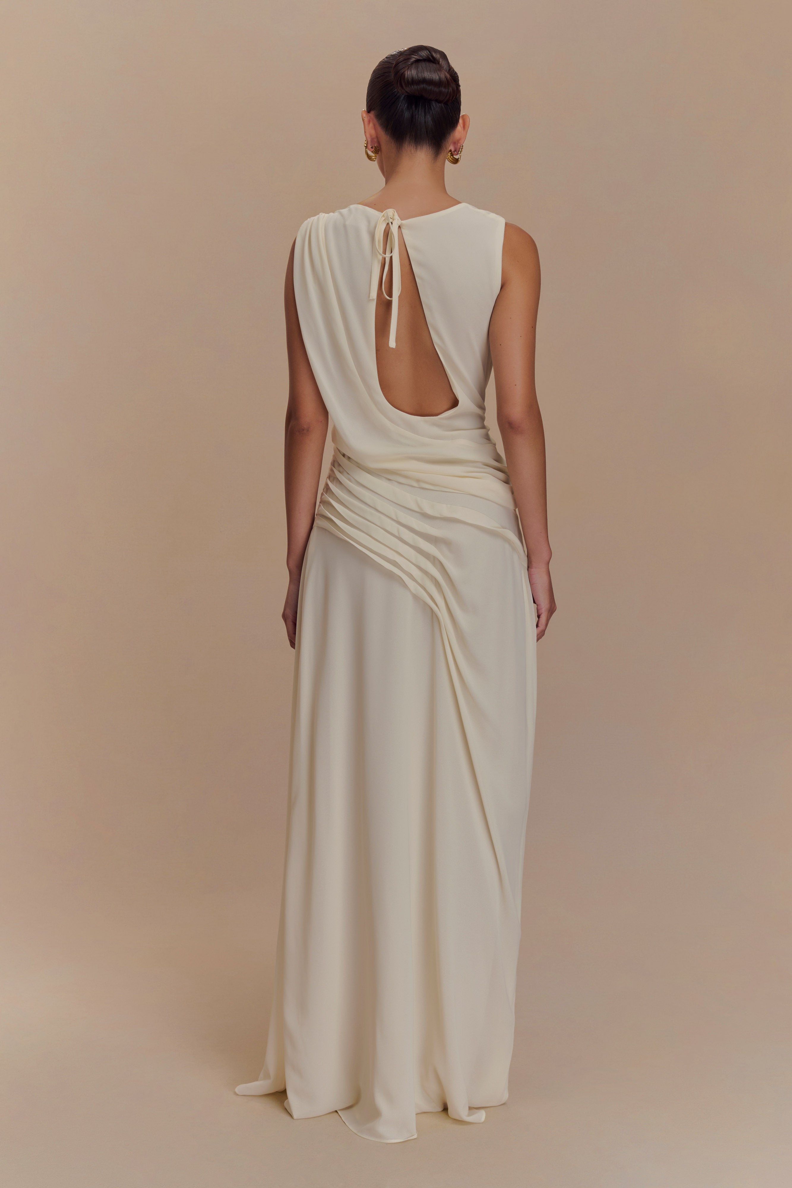 Oria Chiffon Maxi Dress - Ivory - LioraBella