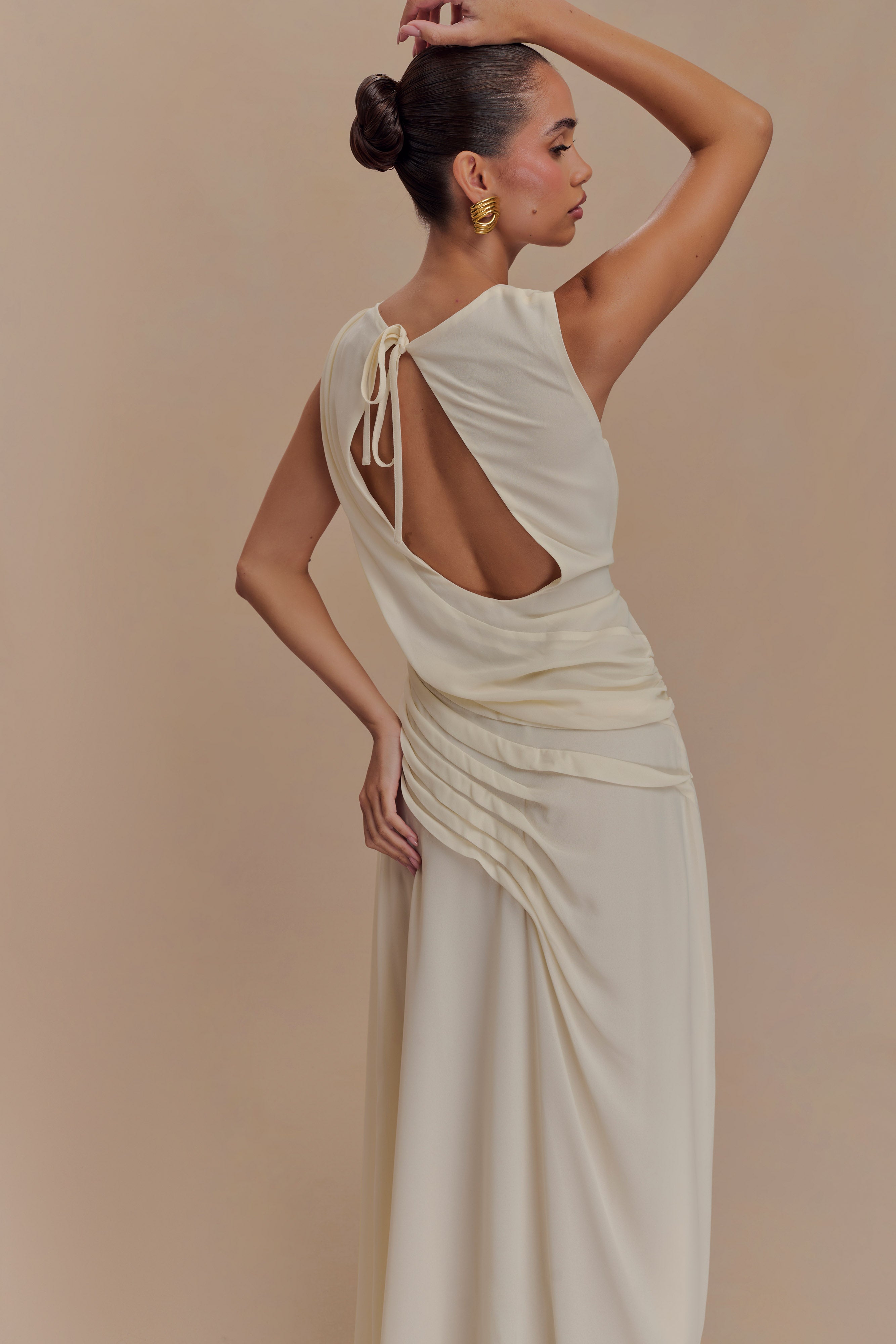 Oria Chiffon Maxi Dress - Ivory - LioraBella