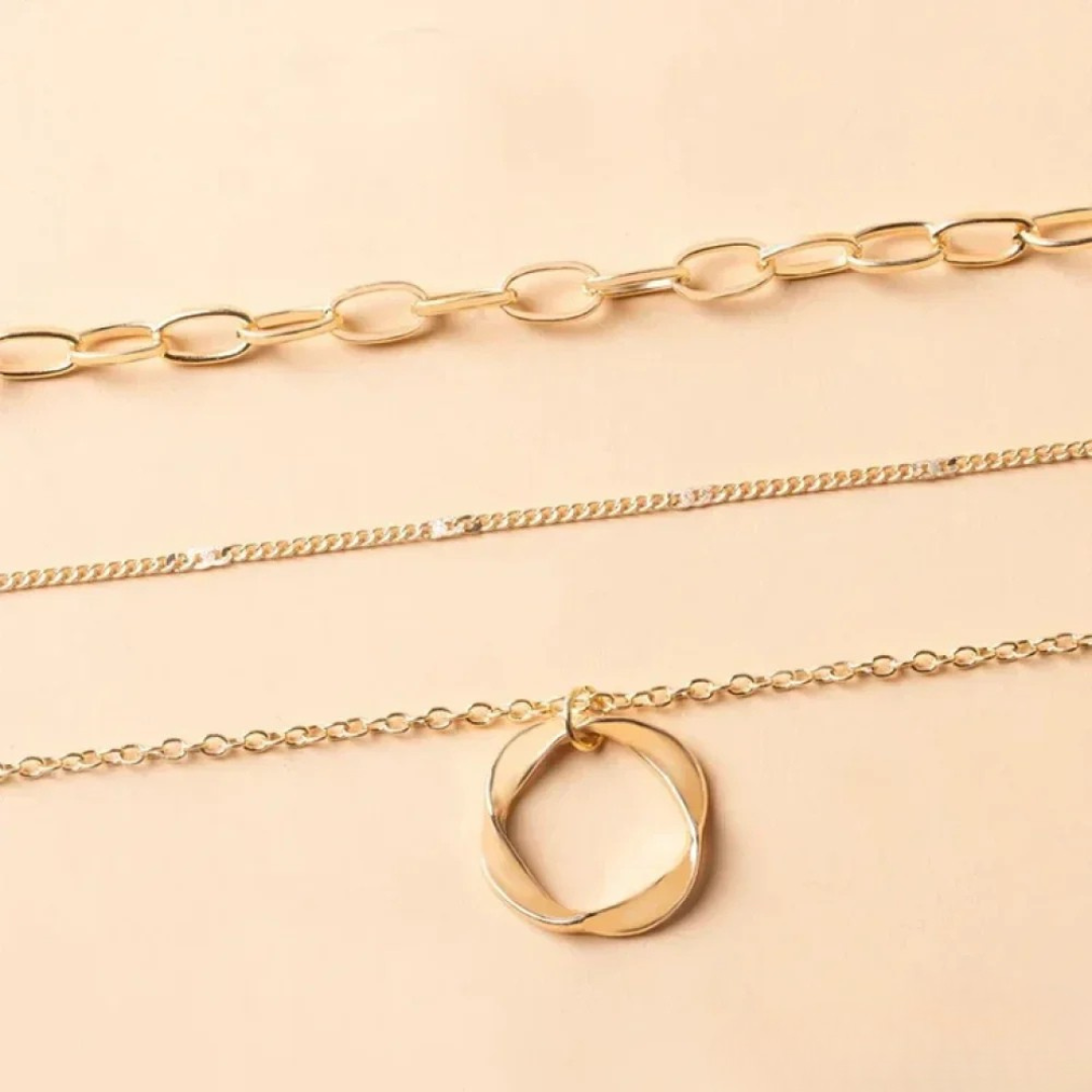 ANGE | Vintage Layered Gold Pendant Necklace