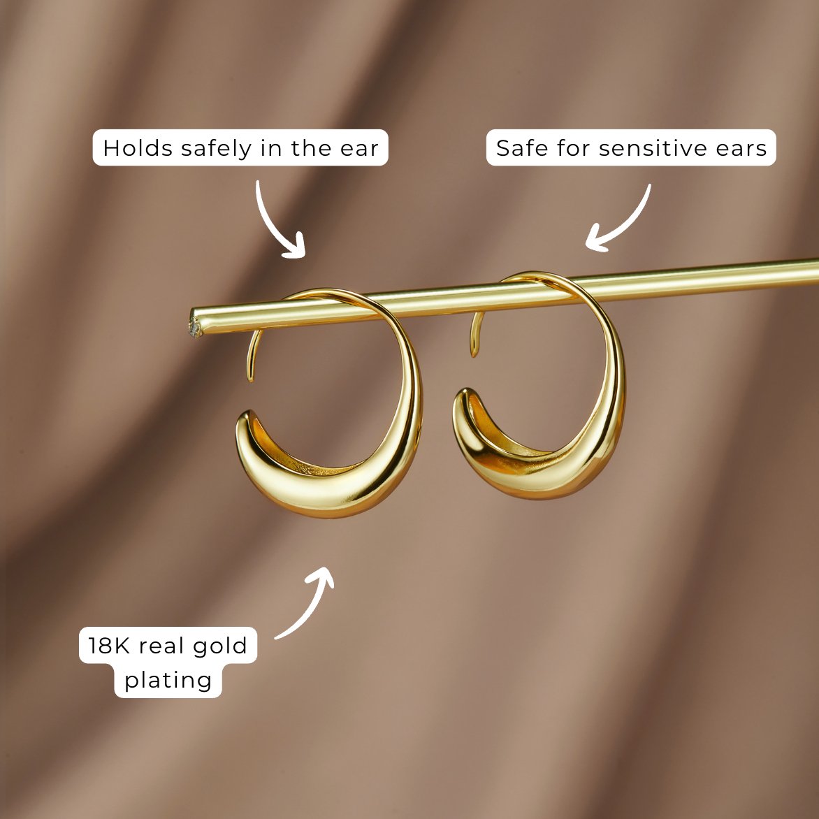 CINA | Gold Teardrop Earrings