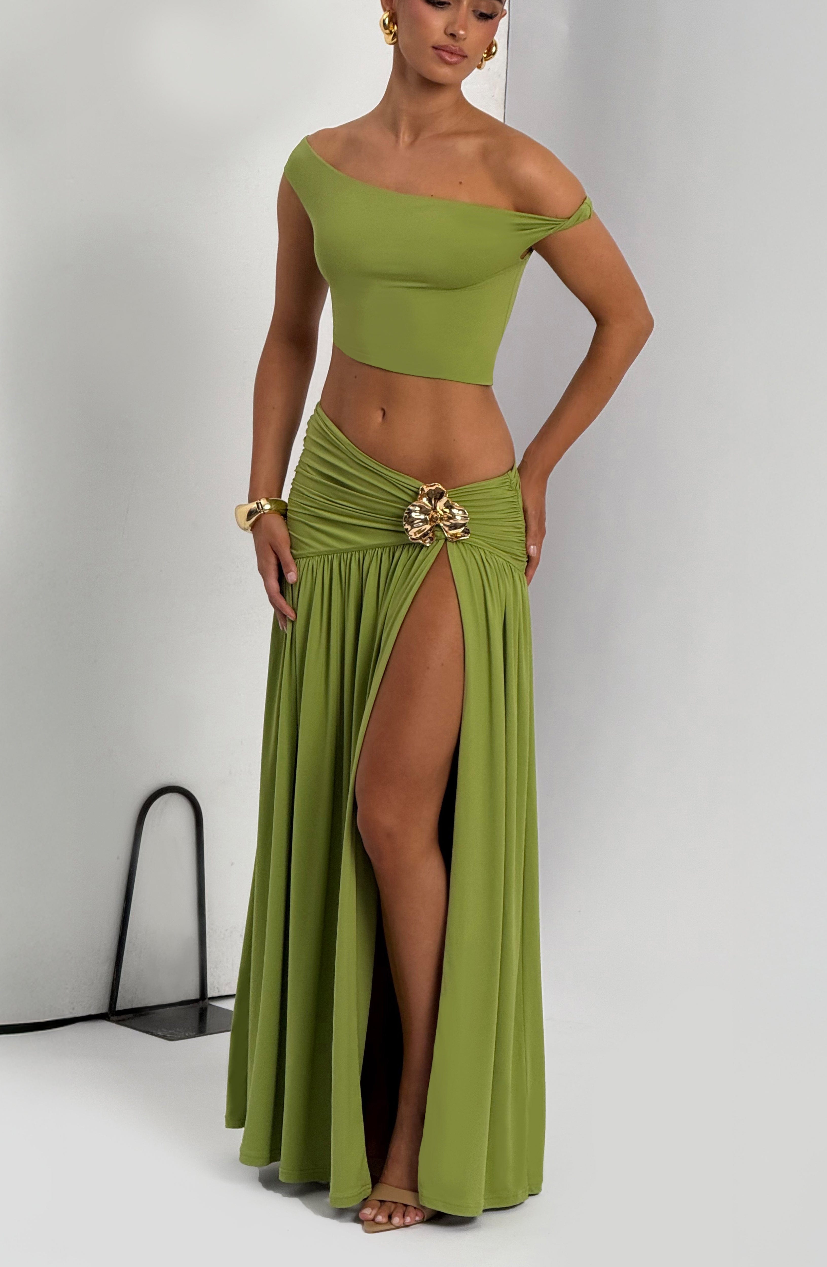 Saira Maxi Skirt - Olive - LioraBella