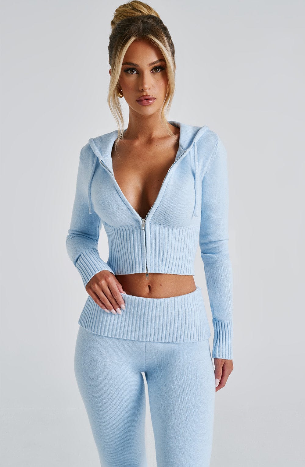 Portia Knit Hoodie - Baby Blue - LioraBella