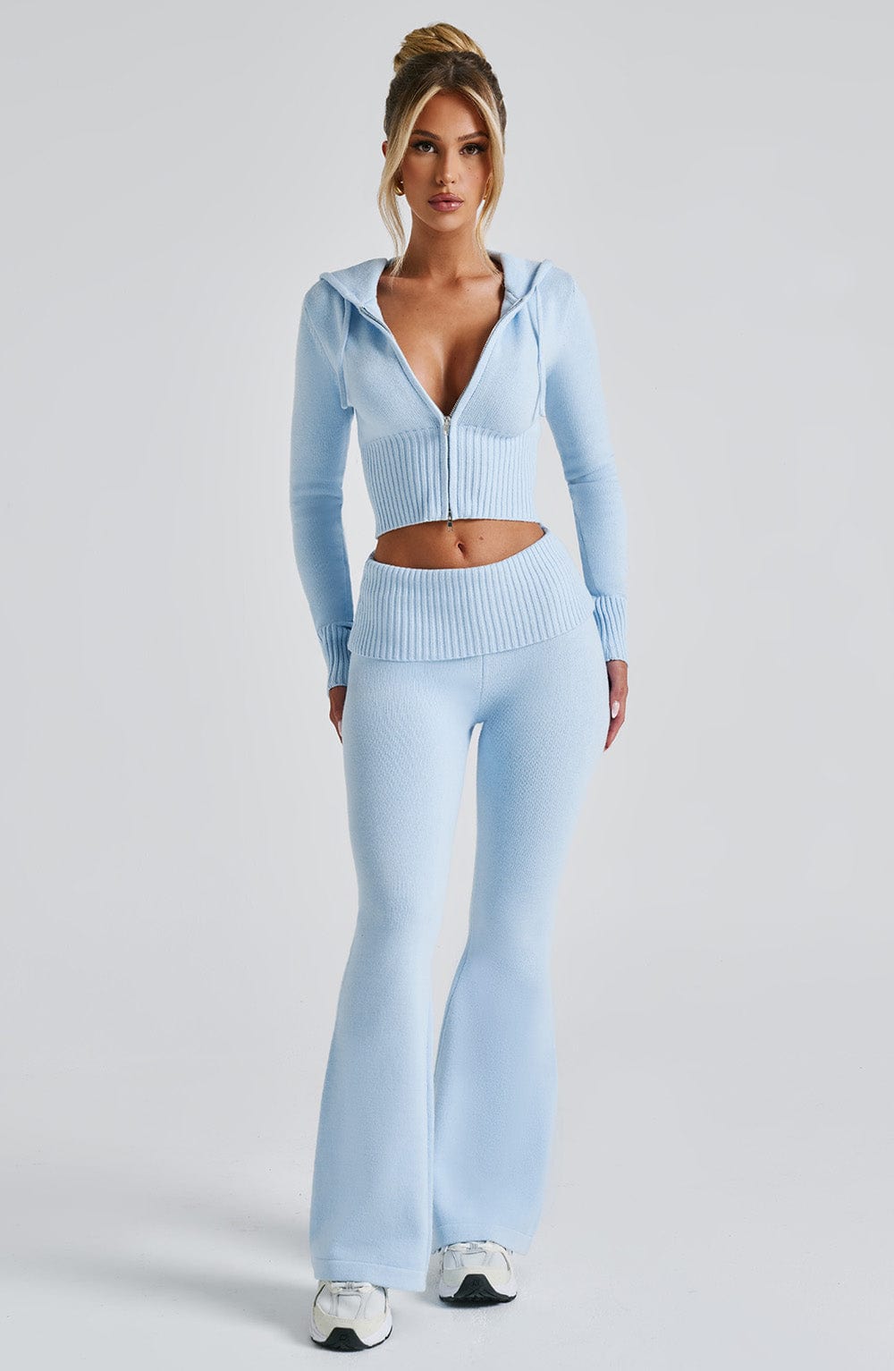 Portia Knit Hoodie - Baby Blue - LioraBella