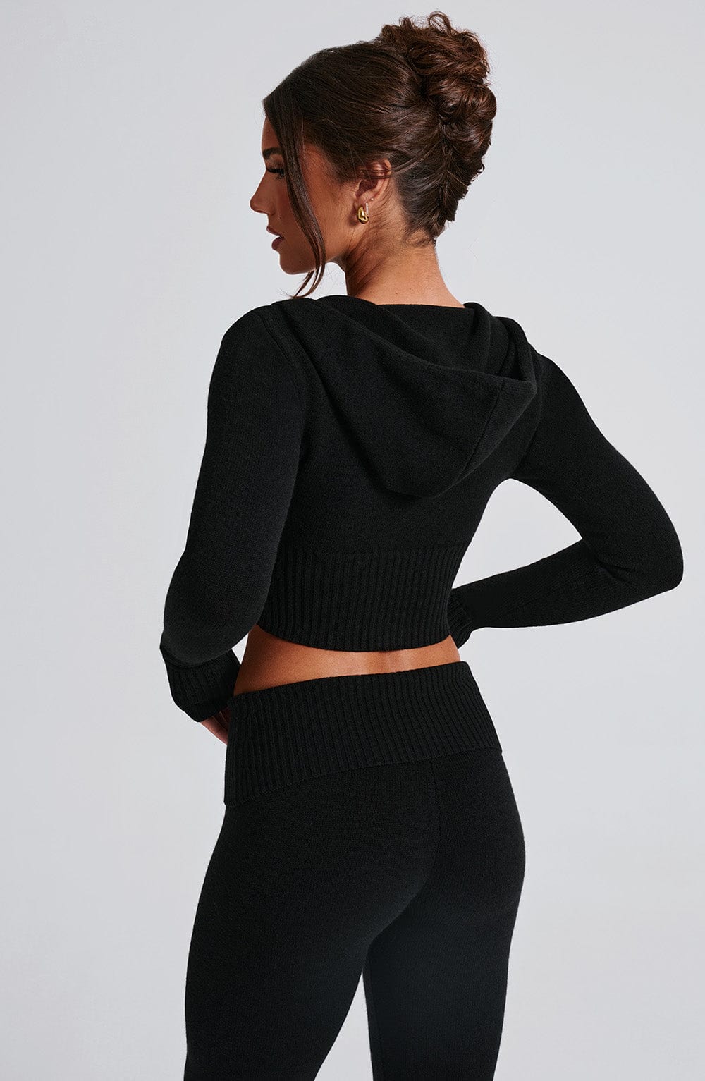 Portia Knit Hoodie - Black - LioraBella