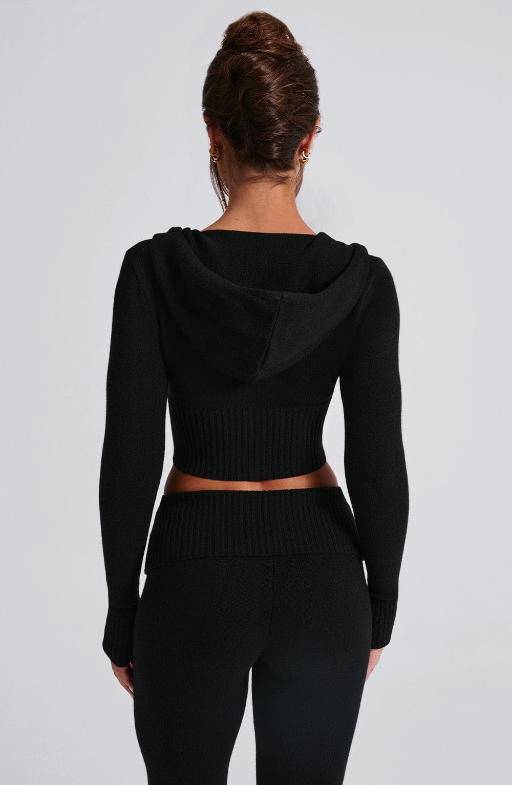 Portia Knit Hoodie - Black - LioraBella