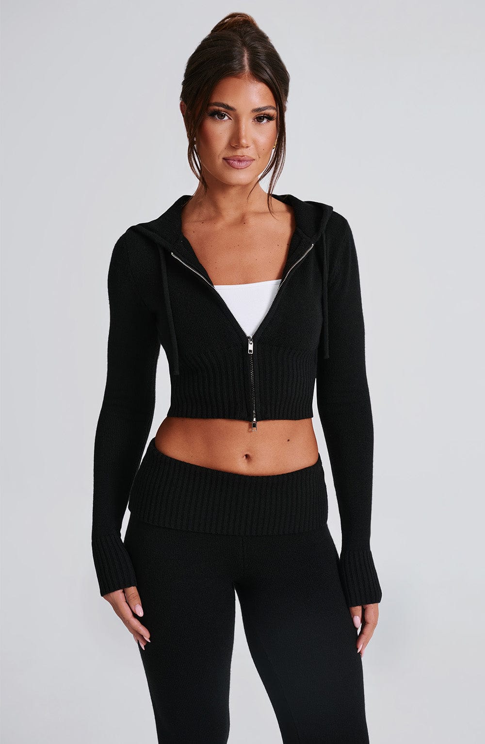 Portia Knit Hoodie - Black - LioraBella