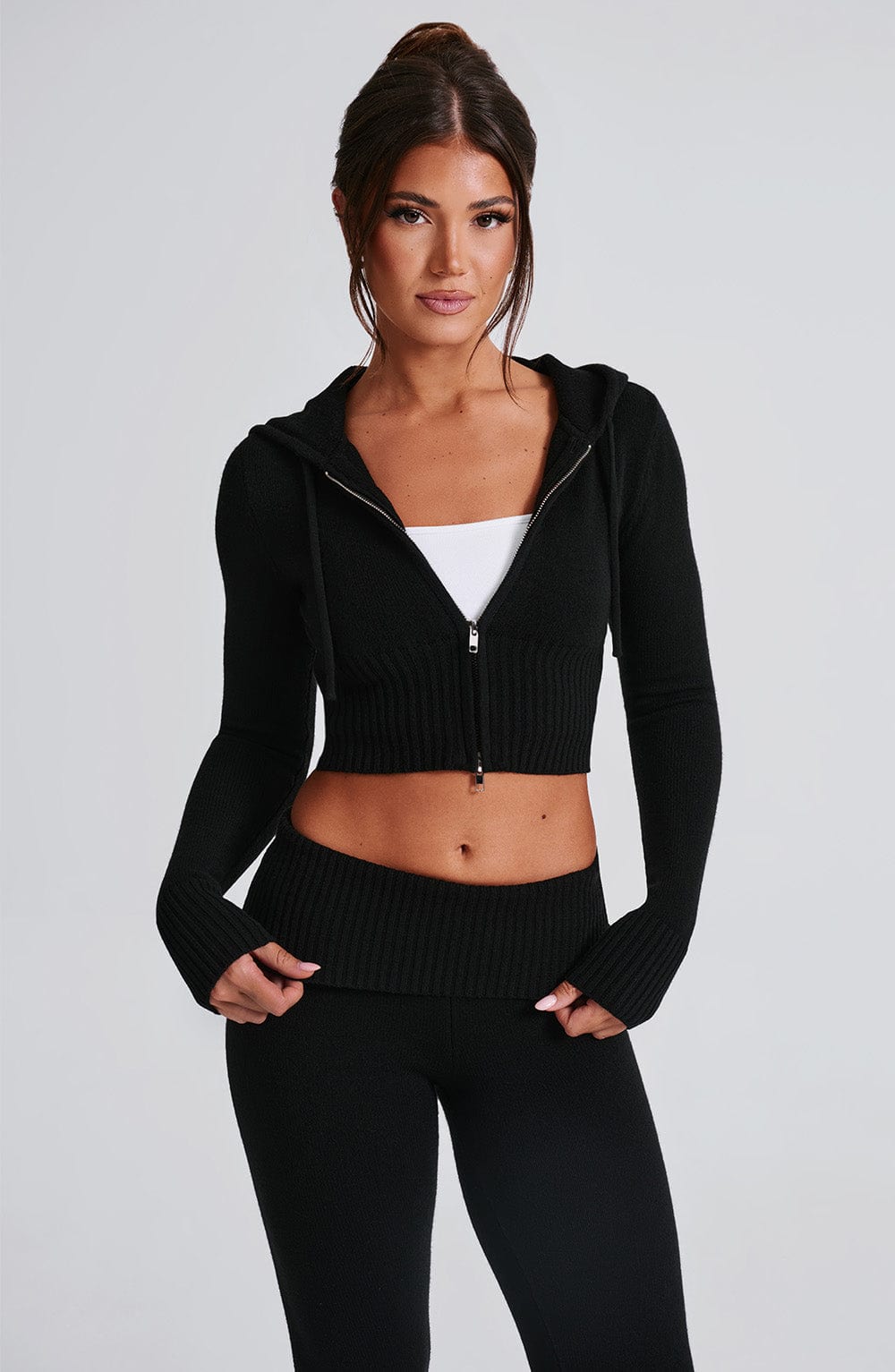 Portia Knit Hoodie - Black - LioraBella