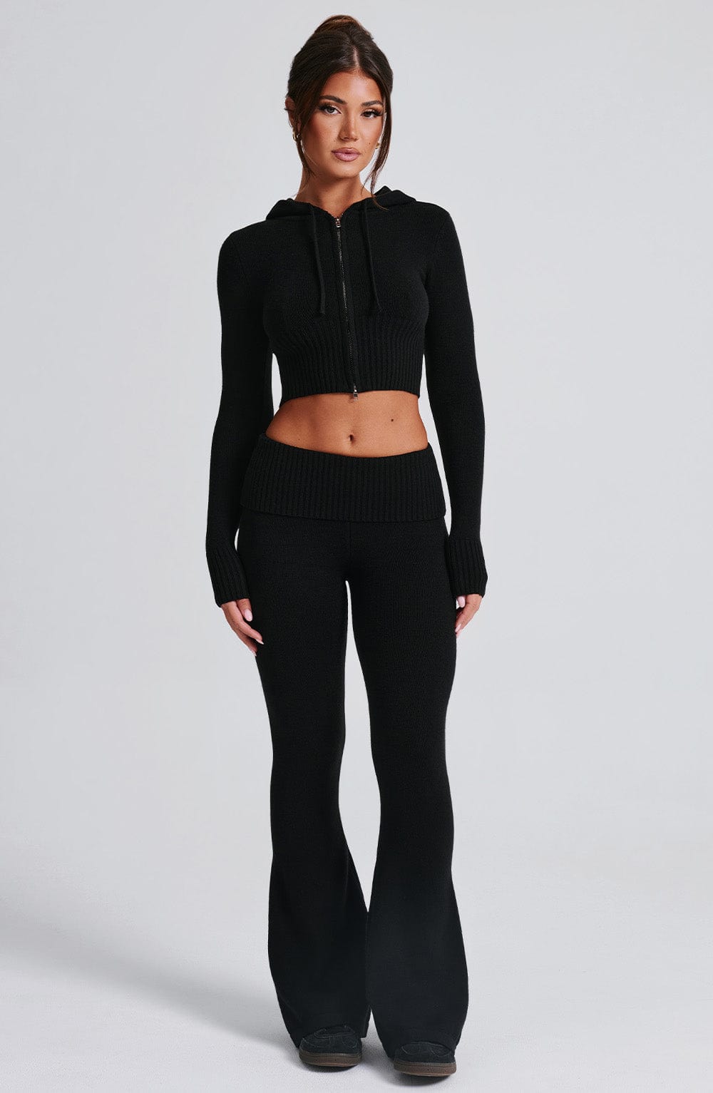 Portia Knit Hoodie - Black - LioraBella