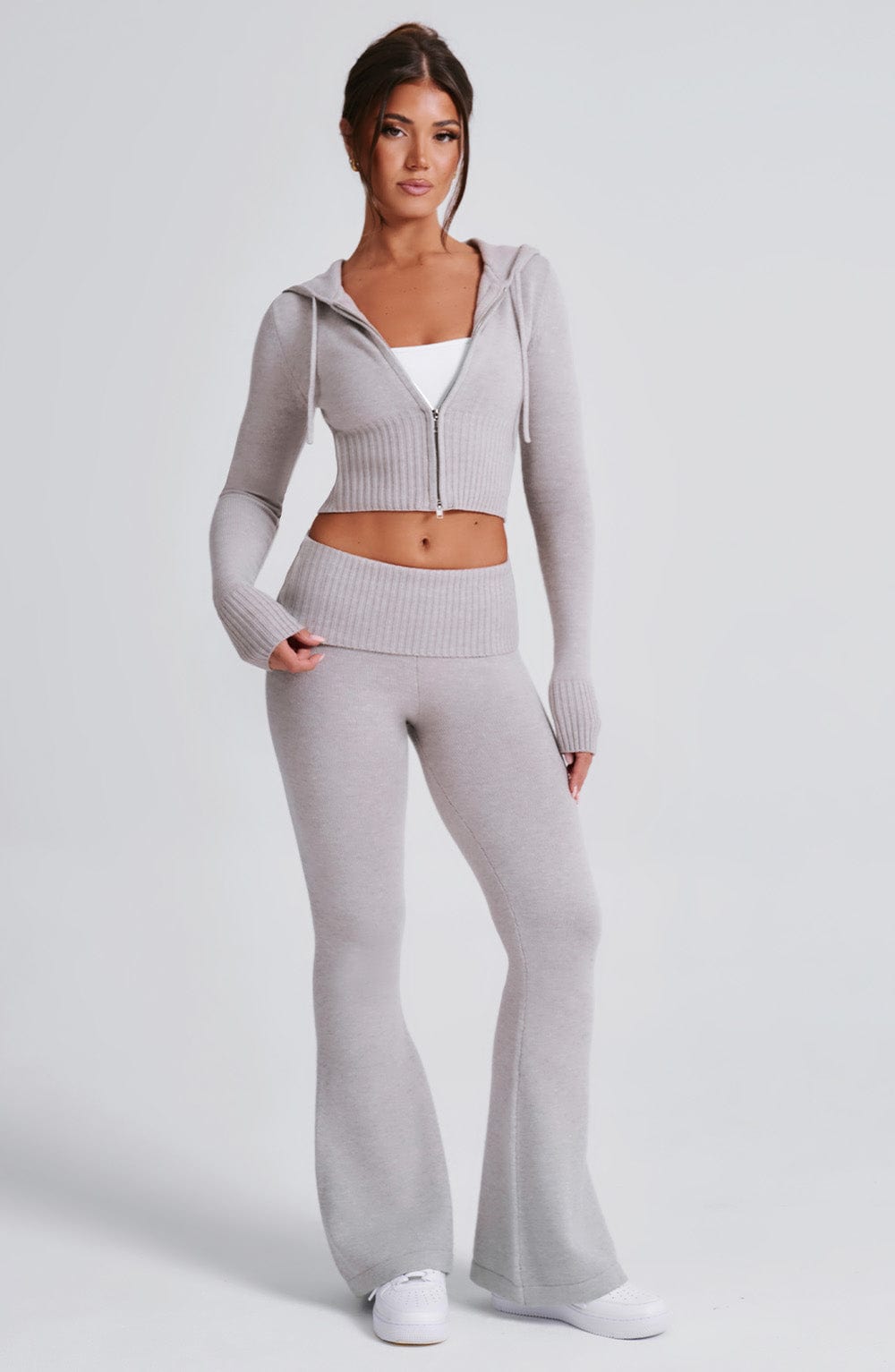 Portia Knit Hoodie - Light Grey Marl - LioraBella