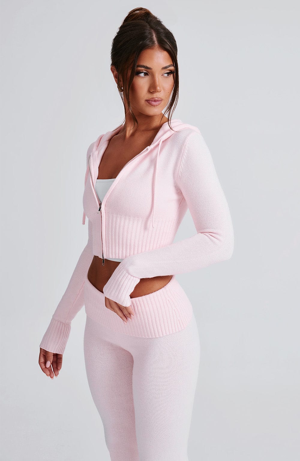 Portia Knit Hoodie - Pink - LioraBella