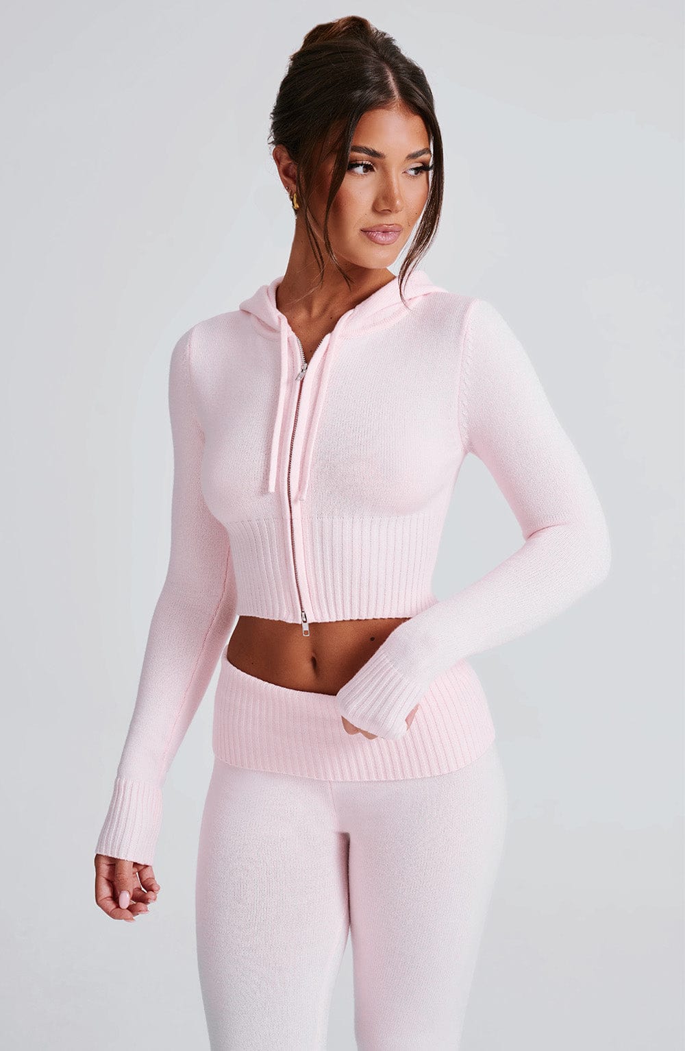 Portia Knit Hoodie - Pink - LioraBella