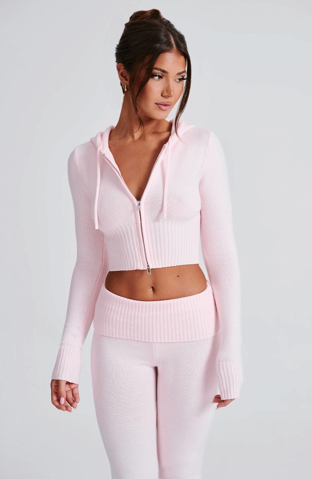Portia Knit Hoodie - Pink - LioraBella