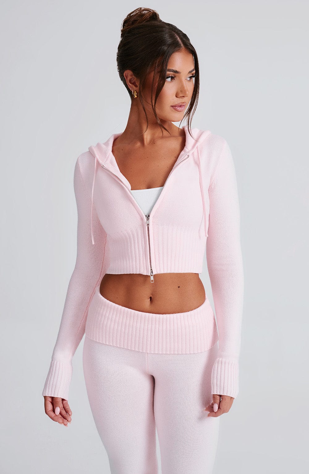 Portia Knit Hoodie - Pink - LioraBella
