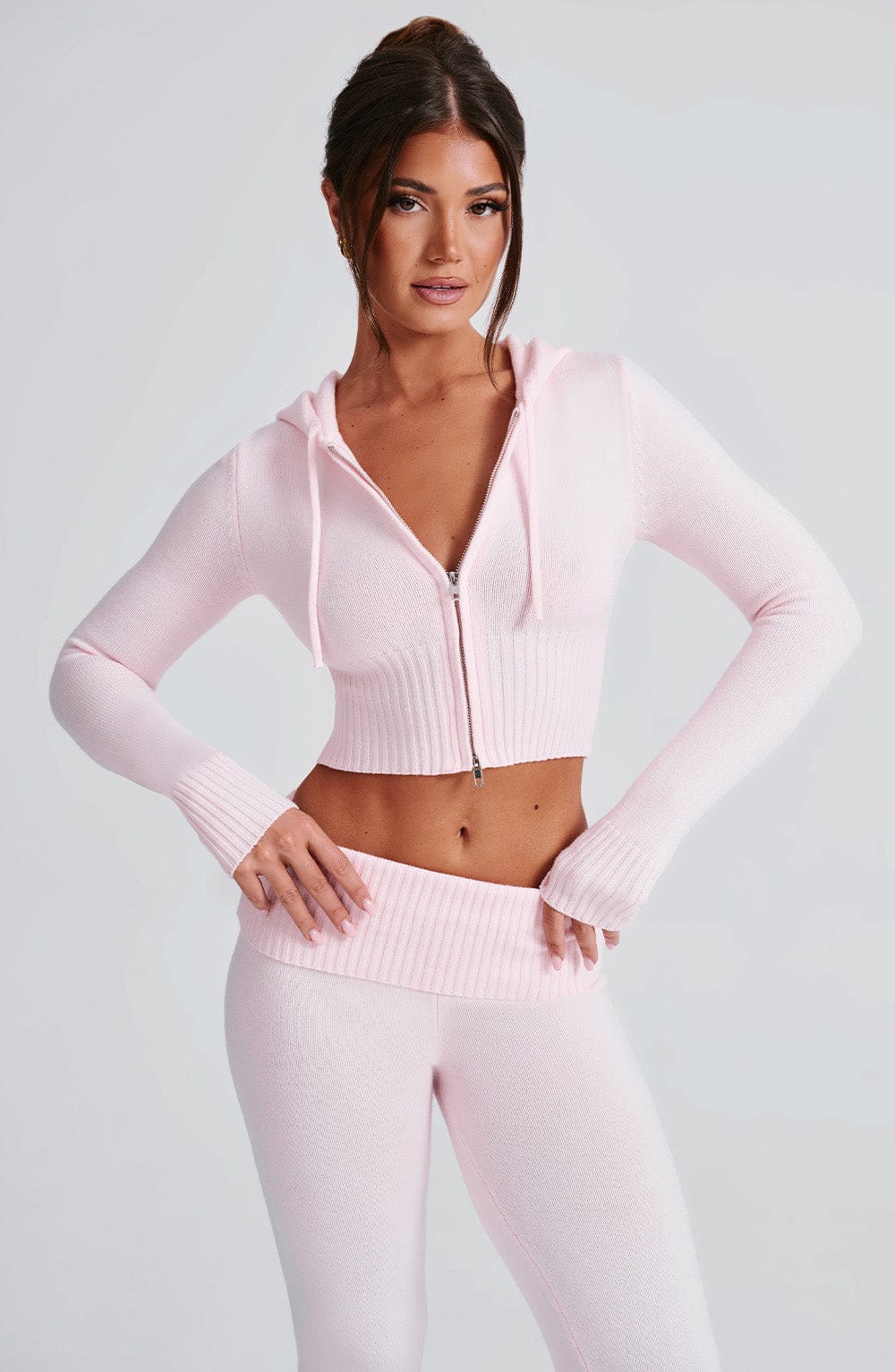 Portia Knit Hoodie - Pink - LioraBella