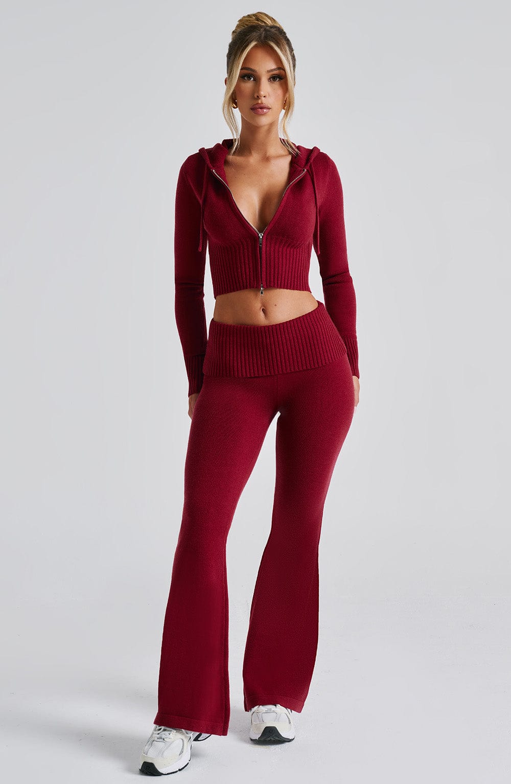 Portia Knit Hoodie - Red - LioraBella