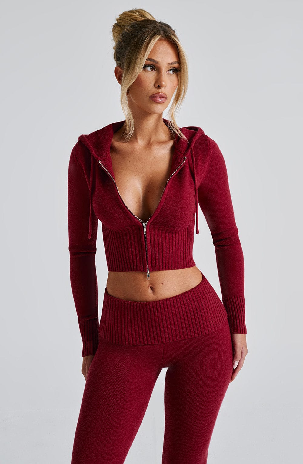 Portia Knit Hoodie - Red - LioraBella