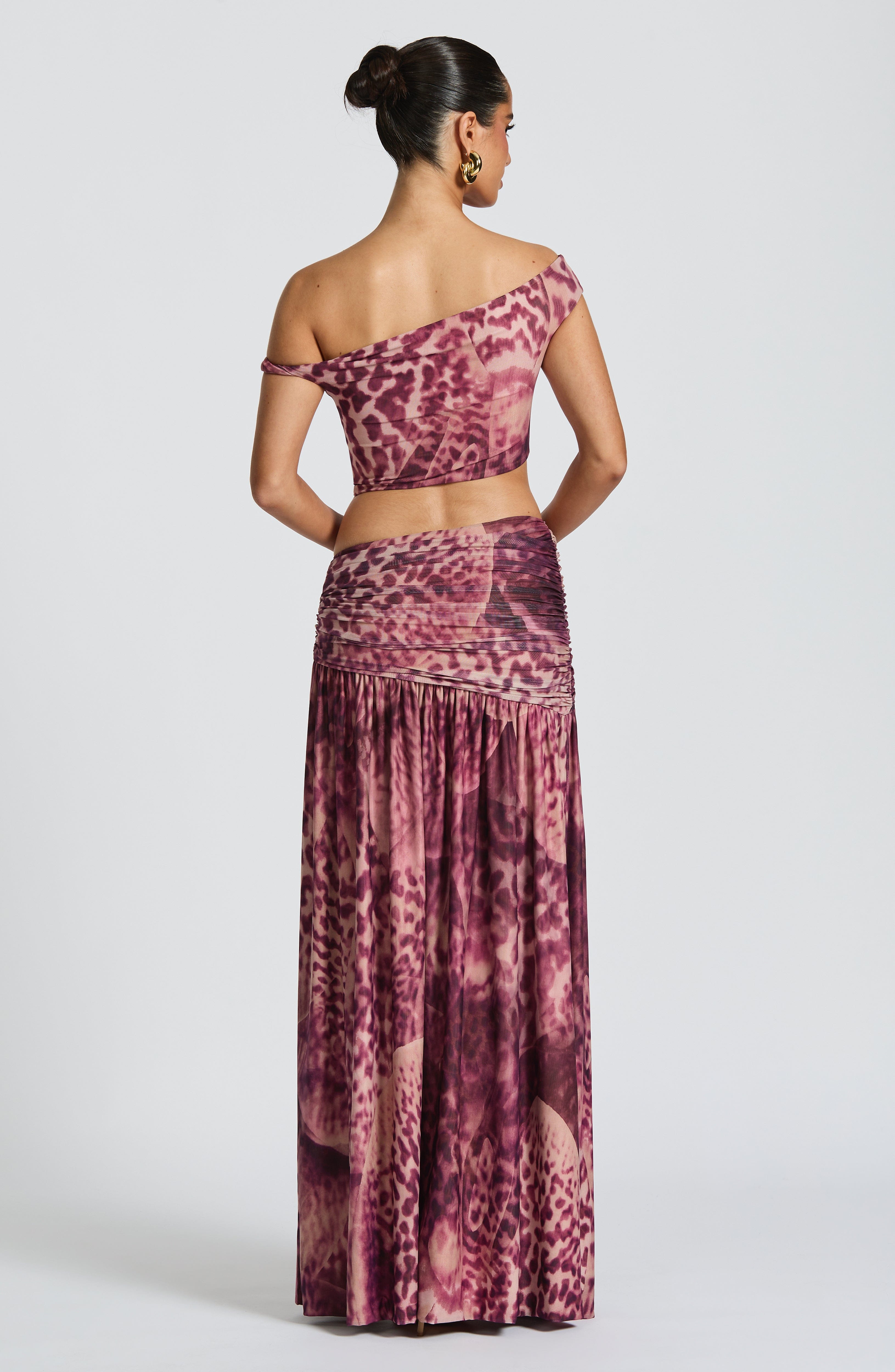 Saira Maxi Skirt - Magenta Orchid Print - LioraBella