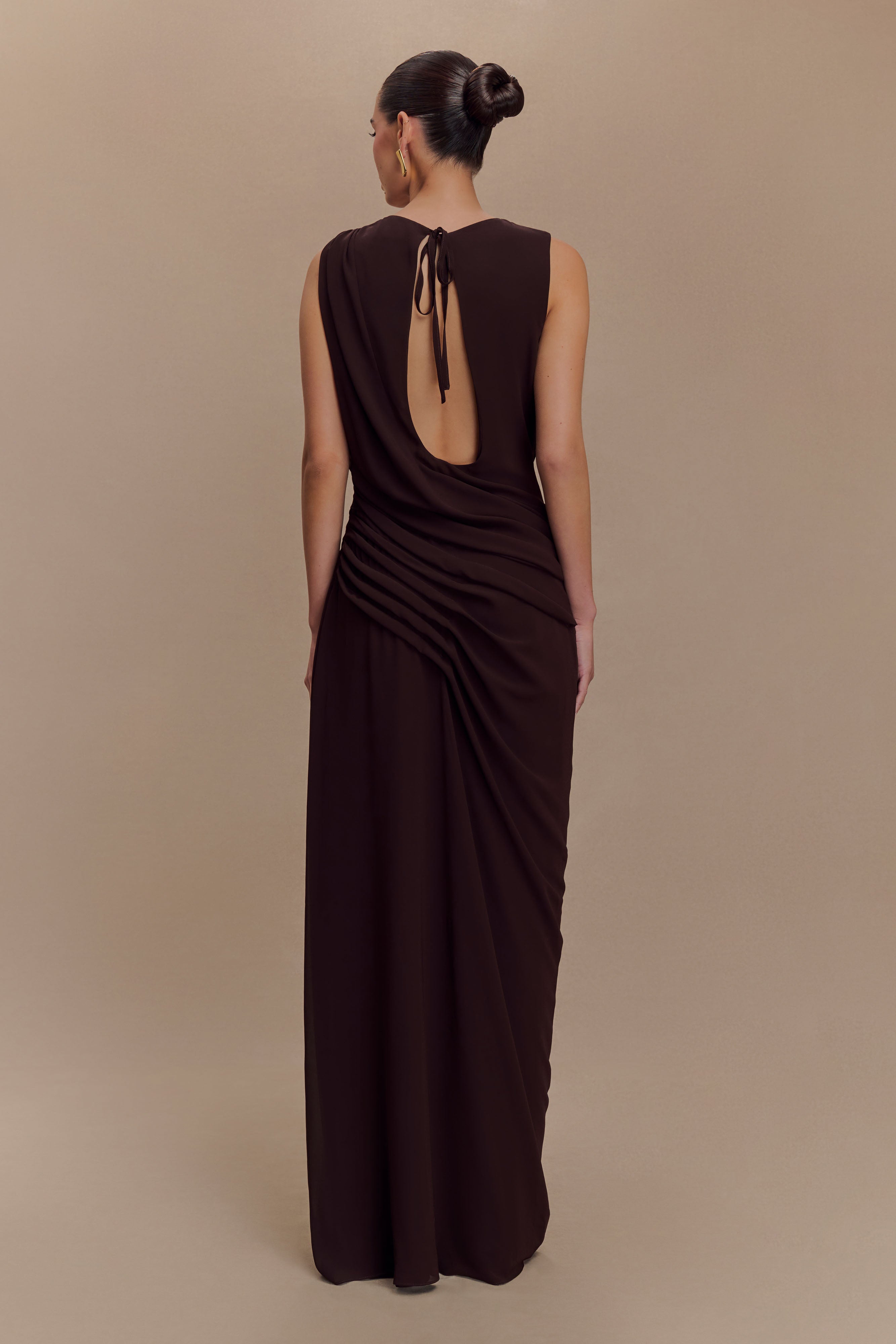 Oria Chiffon Maxi Dress - Cacao Brown - LioraBella