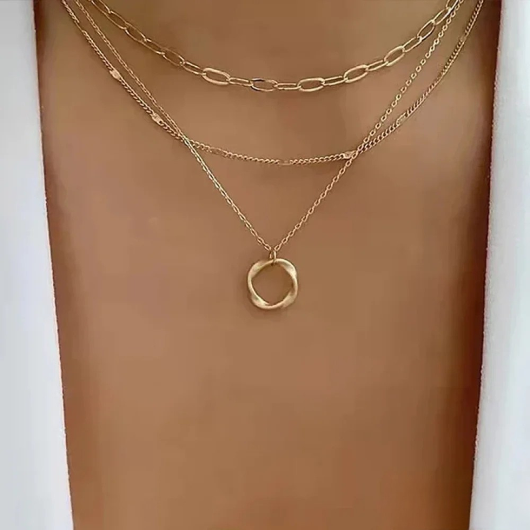 ANGE | Vintage Layered Gold Pendant Necklace