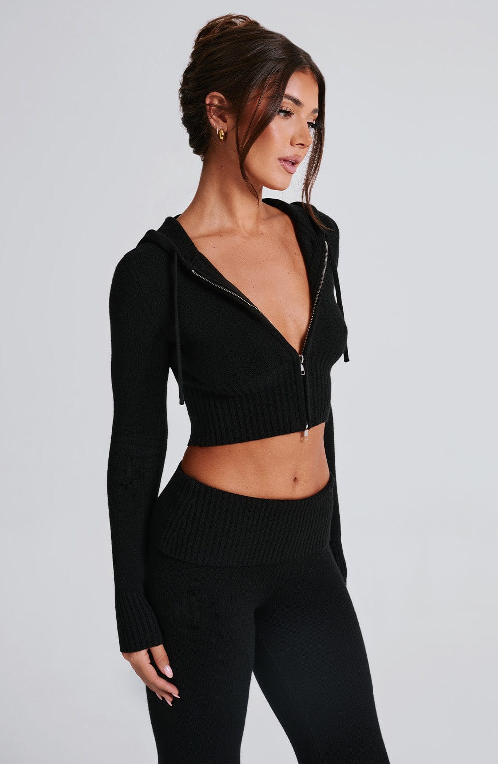 Portia Knit Hoodie - Black - LioraBella