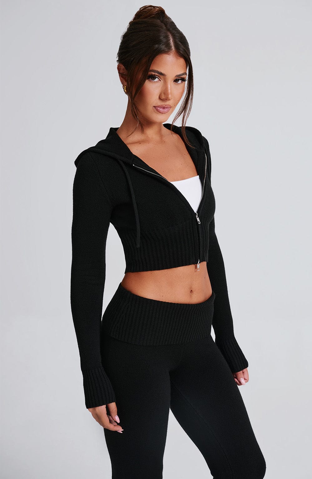 Portia Knit Hoodie - Black - LioraBella
