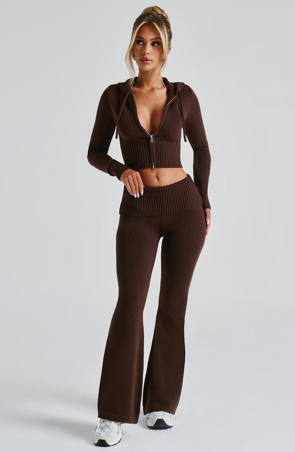 Portia Knit Hoodie - Chocolate - LioraBella
