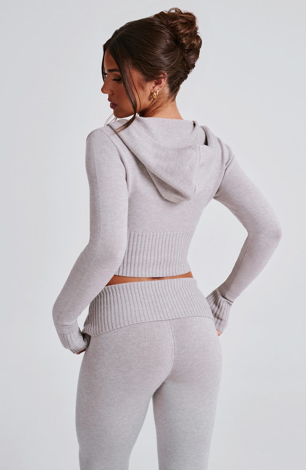 Portia Knit Hoodie - Light Grey Marl - LioraBella