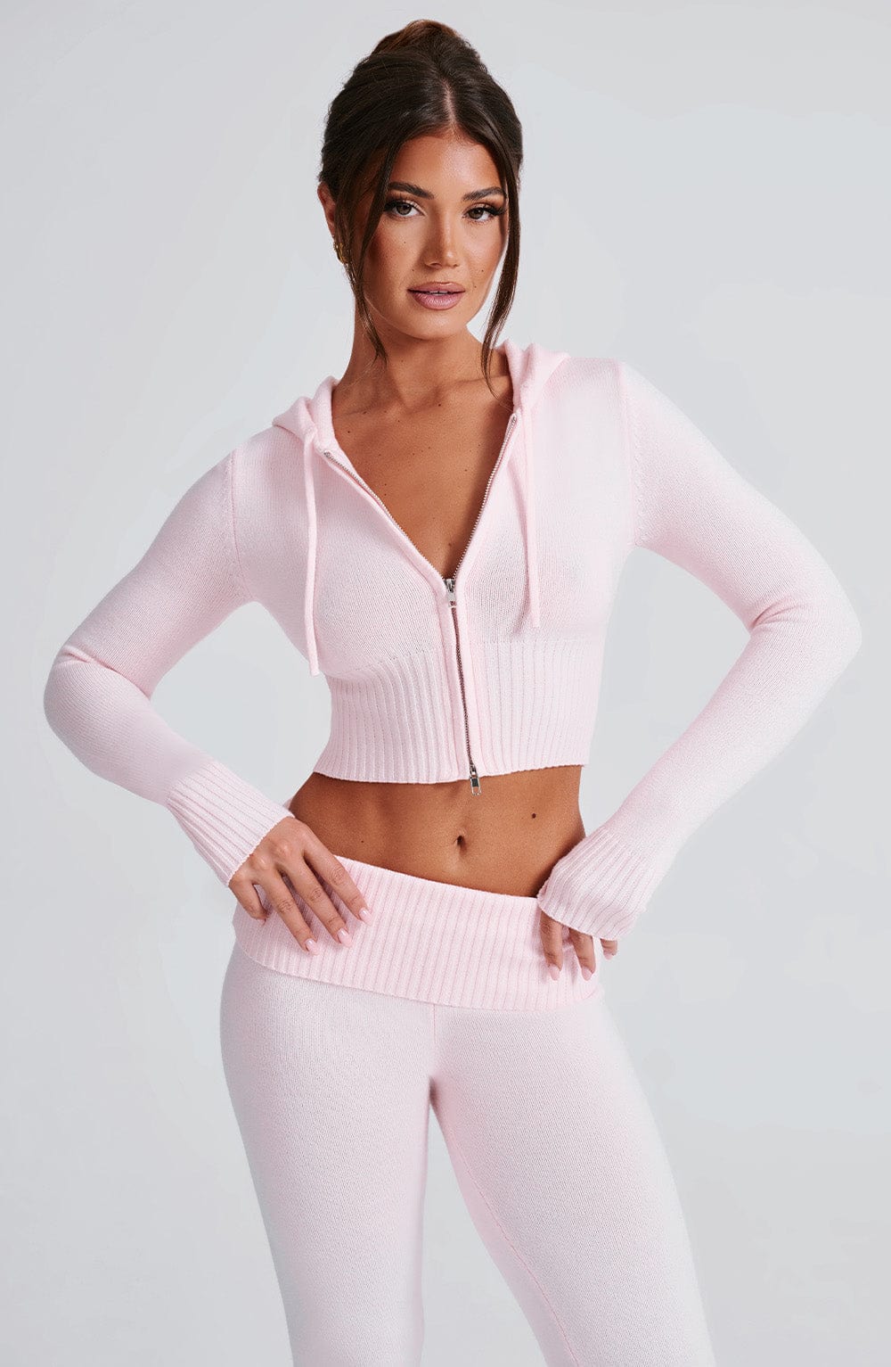 Portia Knit Hoodie - Pink - LioraBella