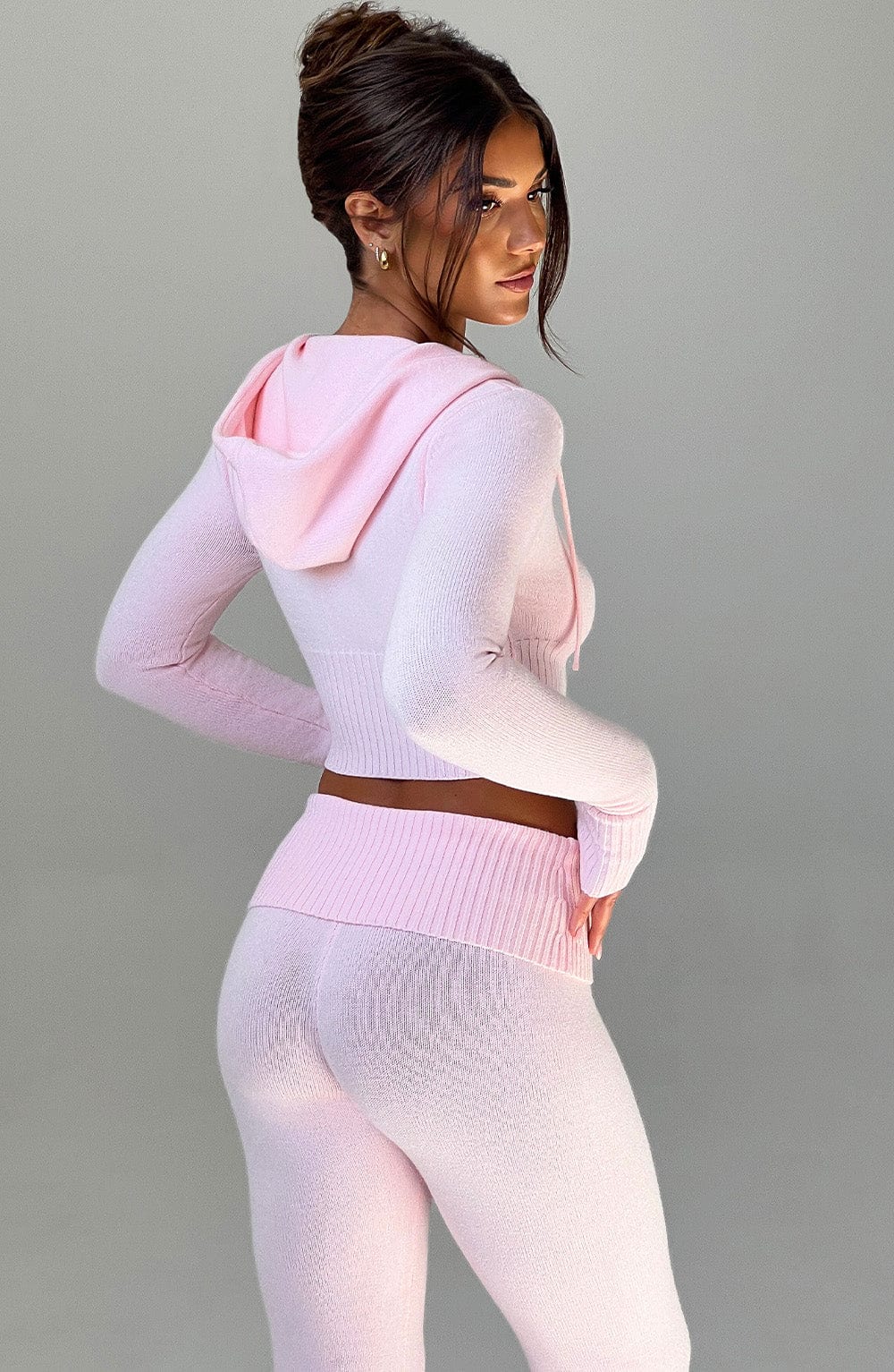 Portia Knit Hoodie - Pink - LioraBella
