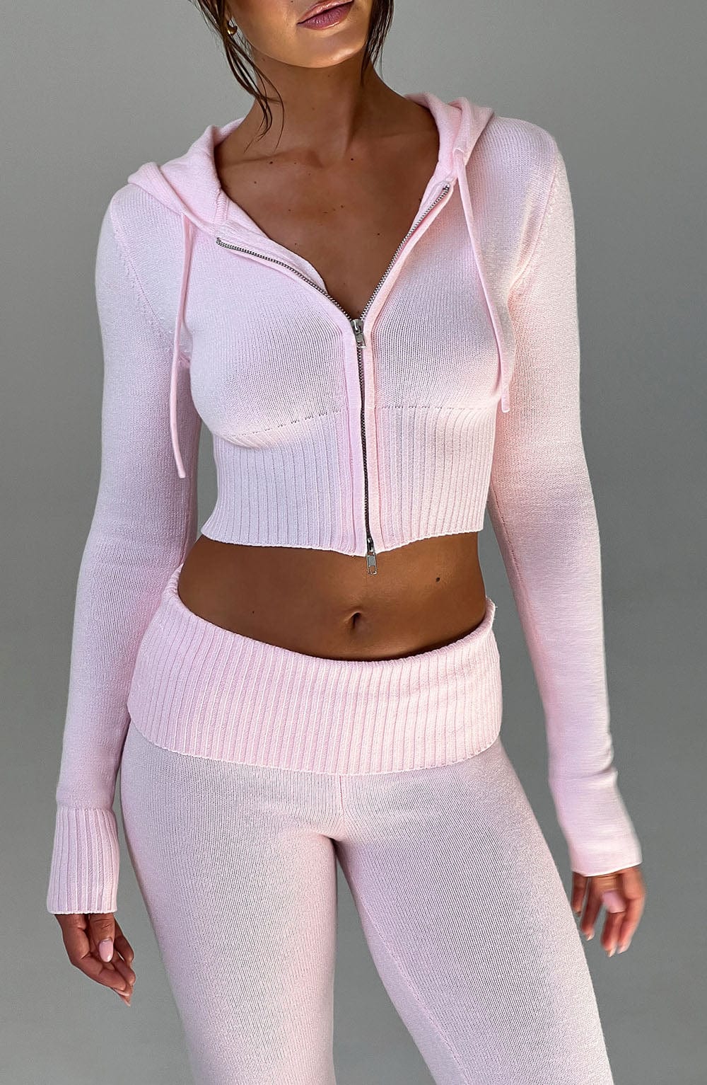 Portia Knit Hoodie - Pink - LioraBella