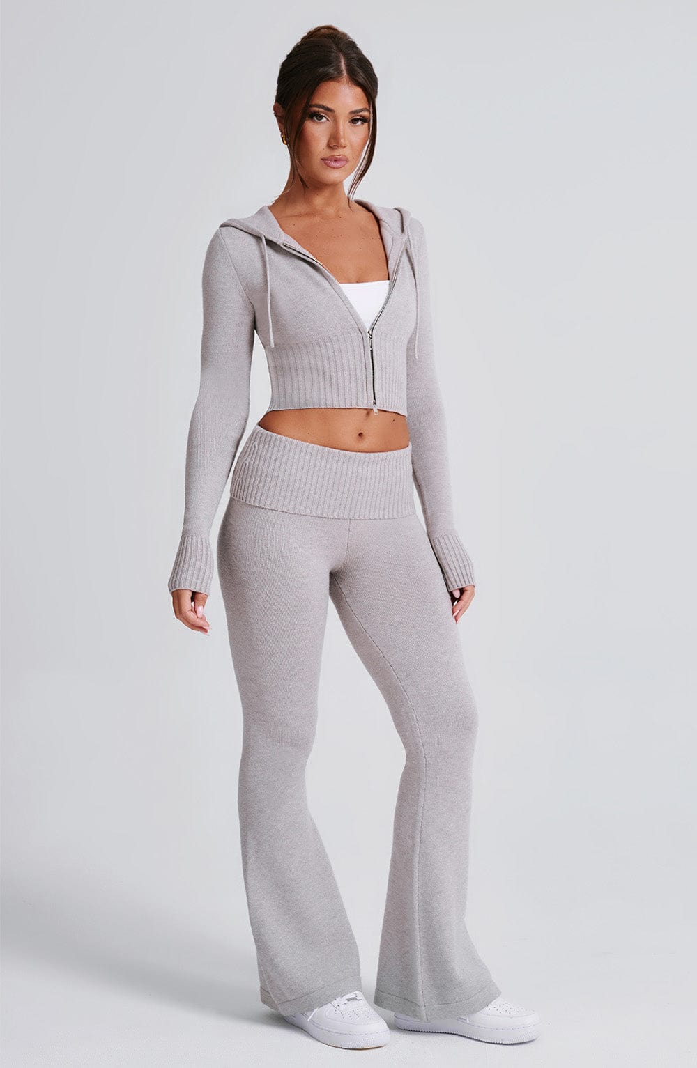 Portia Knit Pants - Light Grey Marl - LioraBella