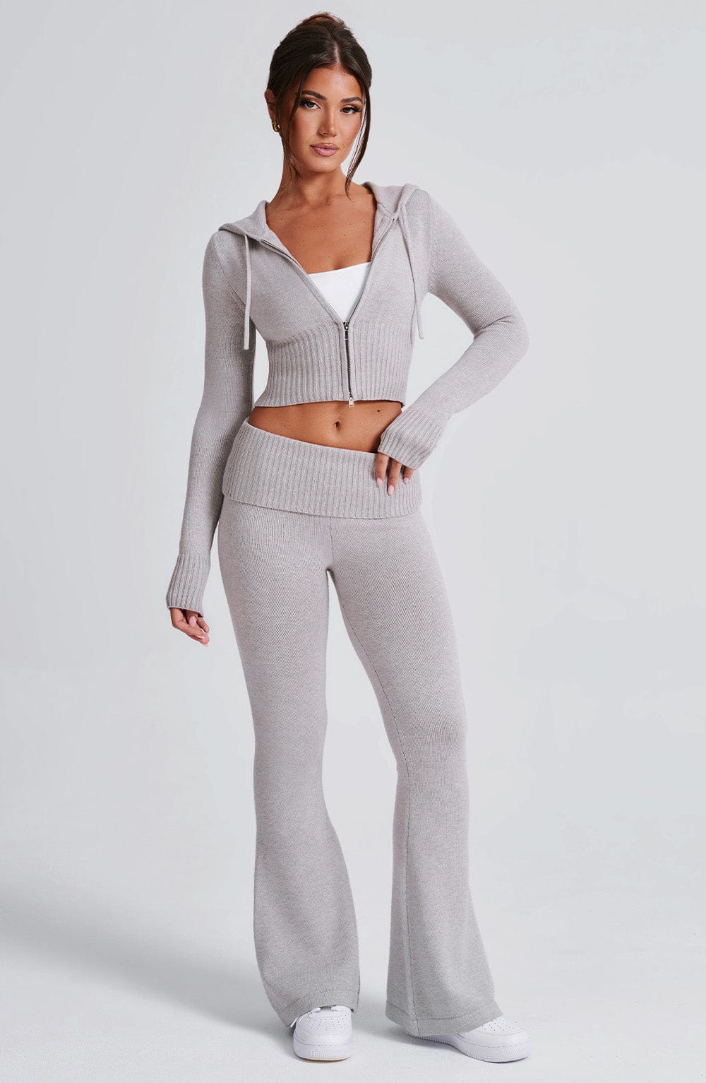 Portia Knit Pants - Light Grey Marl - LioraBella