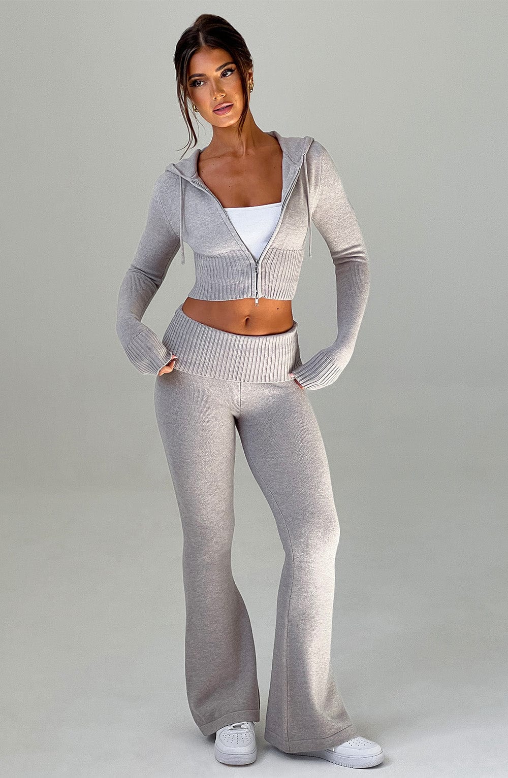 Portia Knit Pants - Light Grey Marl - LioraBella