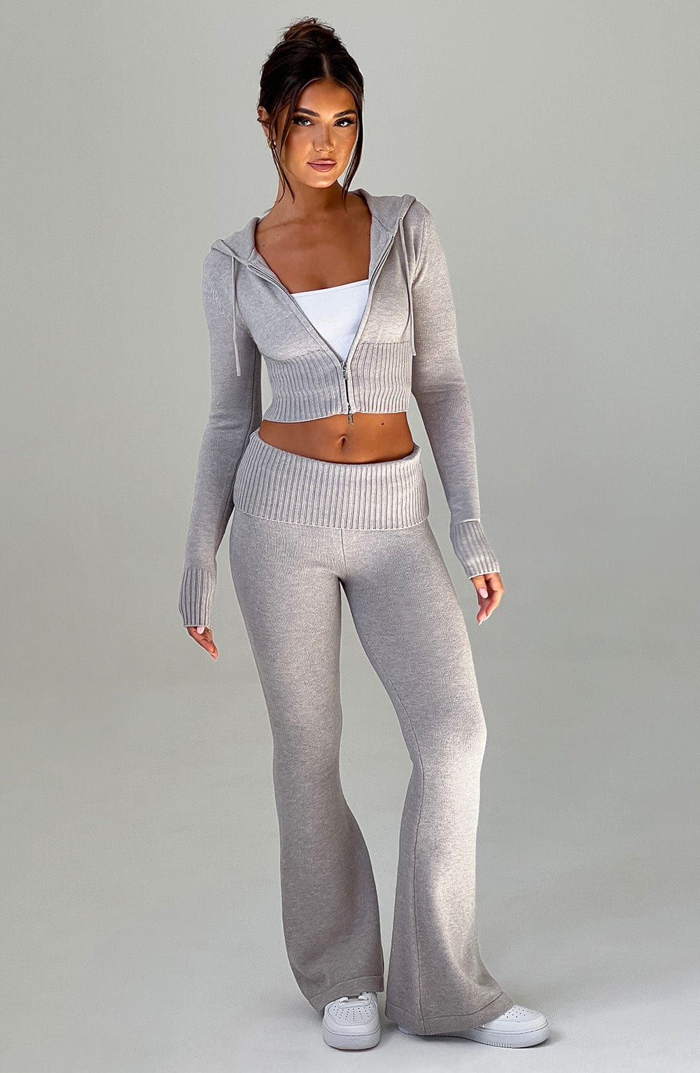 Portia Knit Pants - Light Grey Marl - LioraBella
