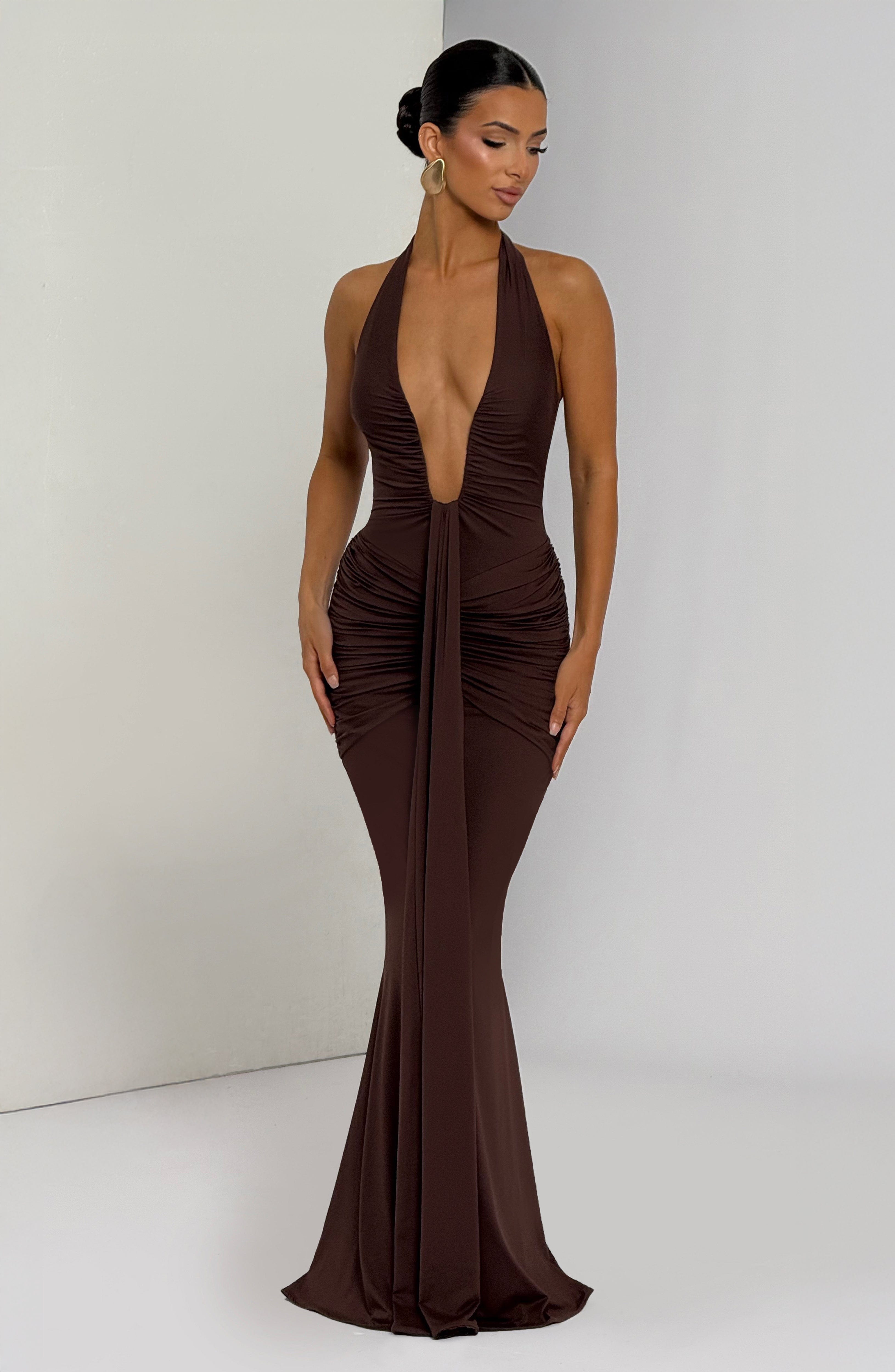 Rosetta Maxi Dress - Plum Brown - LioraBella